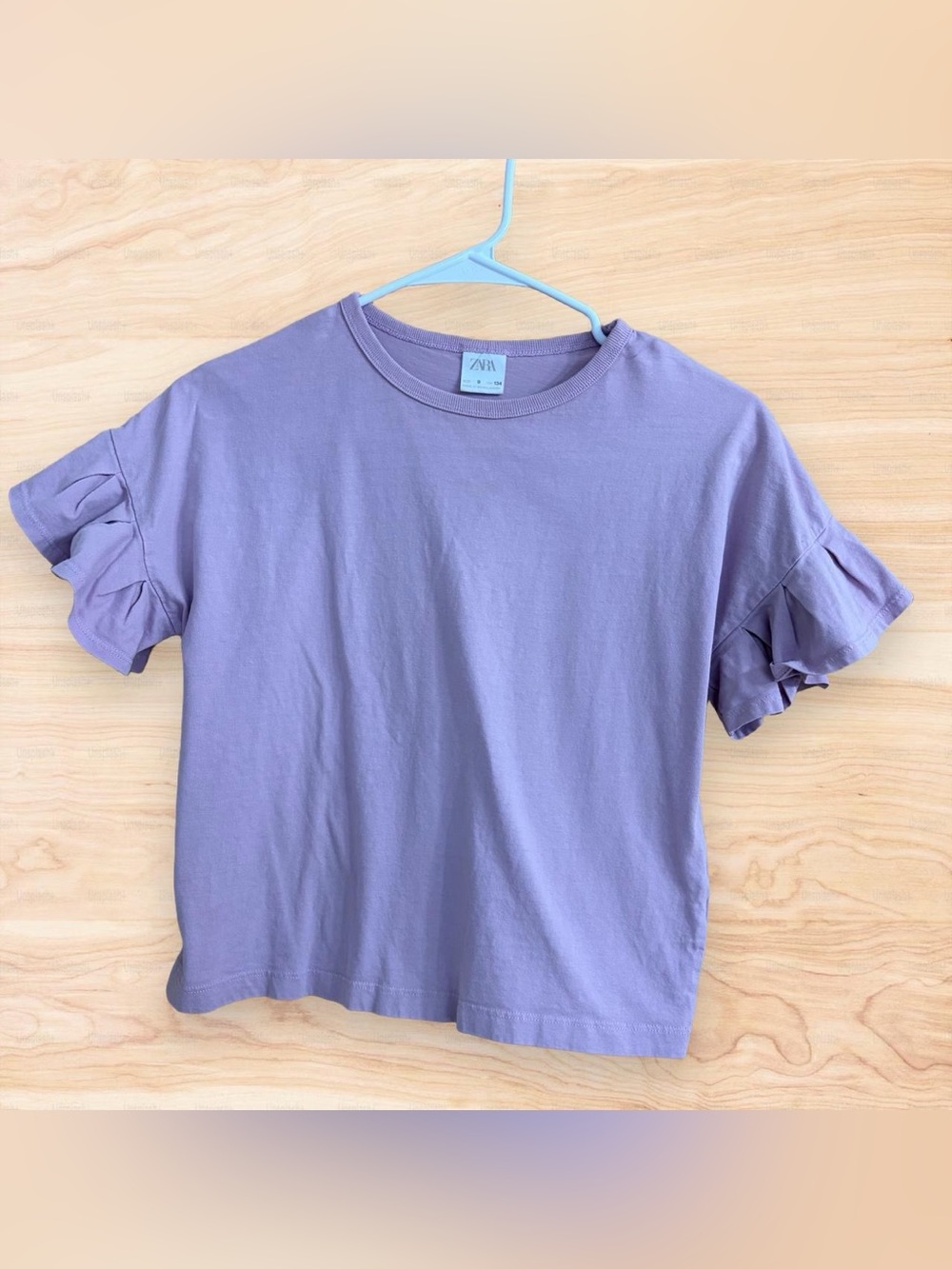 ZARA Lavender Purple Ruffle Sleeve Tee, Small